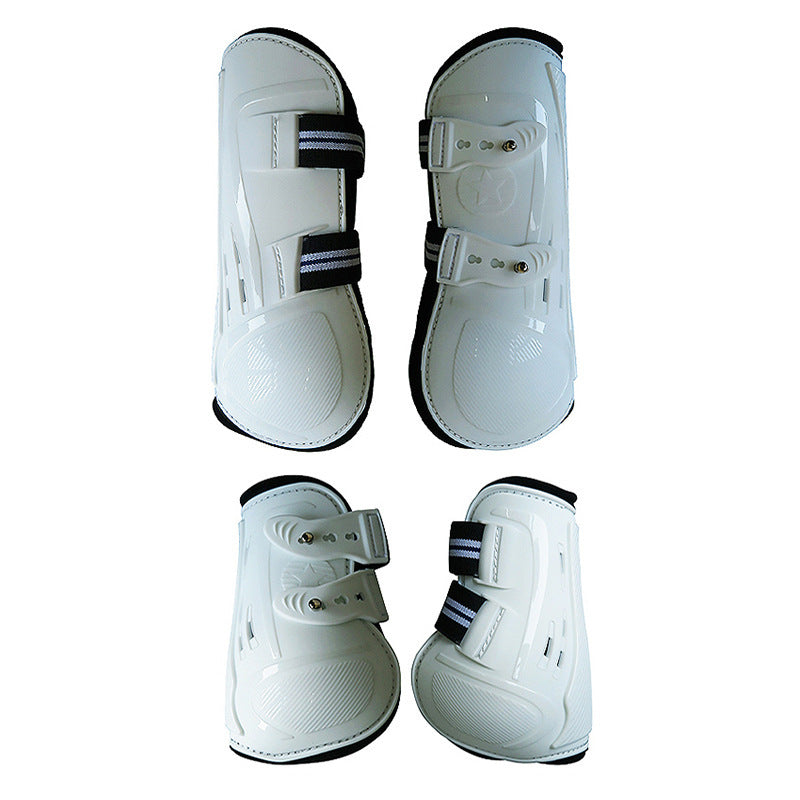 KFX-9499453 No 9 Color Barrier Horse Leg Guards - PU Hard Shell with Breathable Neoprene and Air Holes (4-Piece Set)