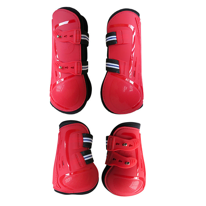 KFX-9499453 No 9 Color Barrier Horse Leg Guards - PU Hard Shell with Breathable Neoprene and Air Holes (4-Piece Set)