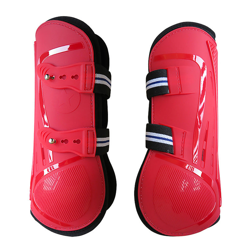 KFX-9499453 No 9 Color Barrier Horse Leg Guards - PU Hard Shell with Breathable Neoprene and Air Holes (4-Piece Set)