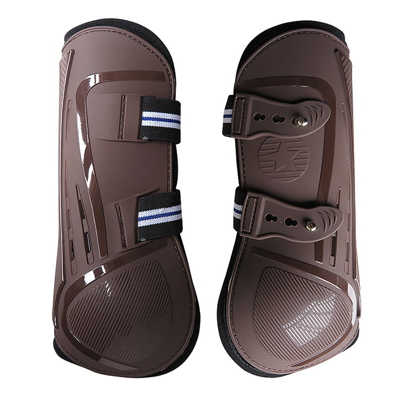 KFX-9499453 No 9 Color Barrier Horse Leg Guards - PU Hard Shell with Breathable Neoprene and Air Holes (4-Piece Set)