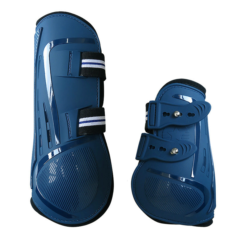 KFX-9499453 No 9 Color Barrier Horse Leg Guards - PU Hard Shell with Breathable Neoprene and Air Holes (4-Piece Set)