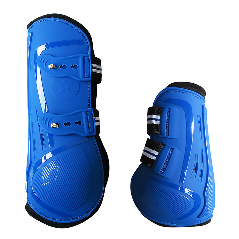 KFX-9499453 No 9 Color Barrier Horse Leg Guards - PU Hard Shell with Breathable Neoprene and Air Holes (4-Piece Set)