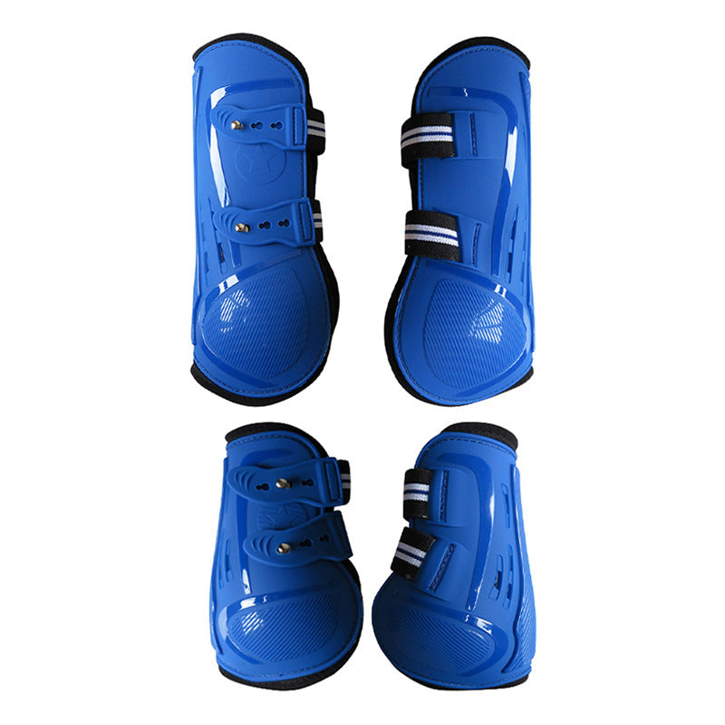 KFX-9499453 No 9 Color Barrier Horse Leg Guards - PU Hard Shell with Breathable Neoprene and Air Holes (4-Piece Set)