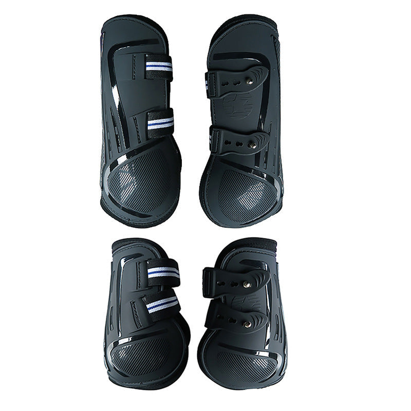 KFX-9499453 No 9 Color Barrier Horse Leg Guards - PU Hard Shell with Breathable Neoprene and Air Holes (4-Piece Set)