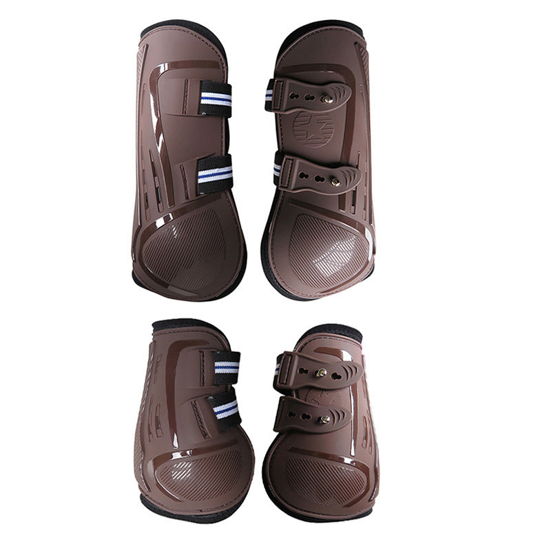KFX-9499453 No 9 Color Barrier Horse Leg Guards - PU Hard Shell with Breathable Neoprene and Air Holes (4-Piece Set)