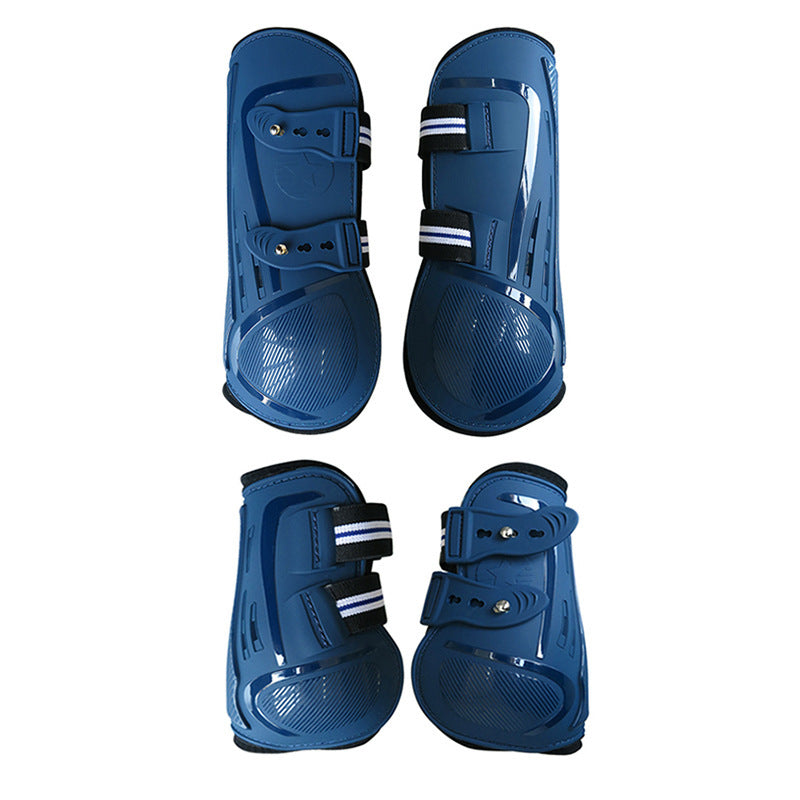 KFX-9499453 No 9 Color Barrier Horse Leg Guards - PU Hard Shell with Breathable Neoprene and Air Holes (4-Piece Set)