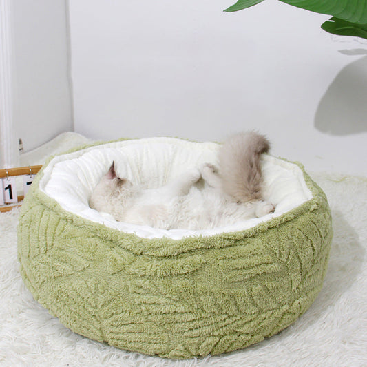 KFX-9499837 Cozy Plush Round Cat Bed Nest for Small to Medium Pets