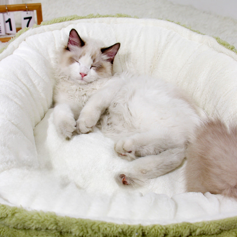 KFX-9499837 Cozy Plush Round Cat Bed Nest for Small to Medium Pets