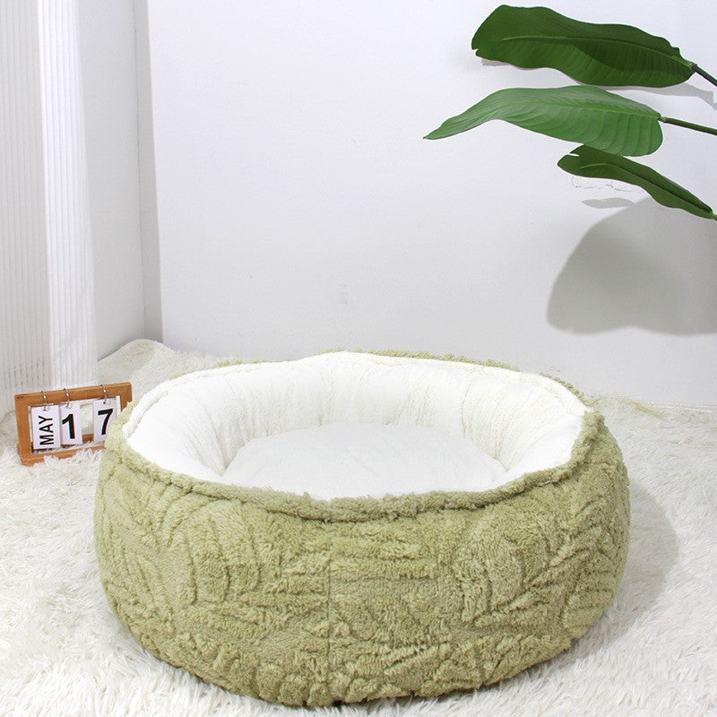 KFX-9499837 Cozy Plush Round Cat Bed Nest for Small to Medium Pets
