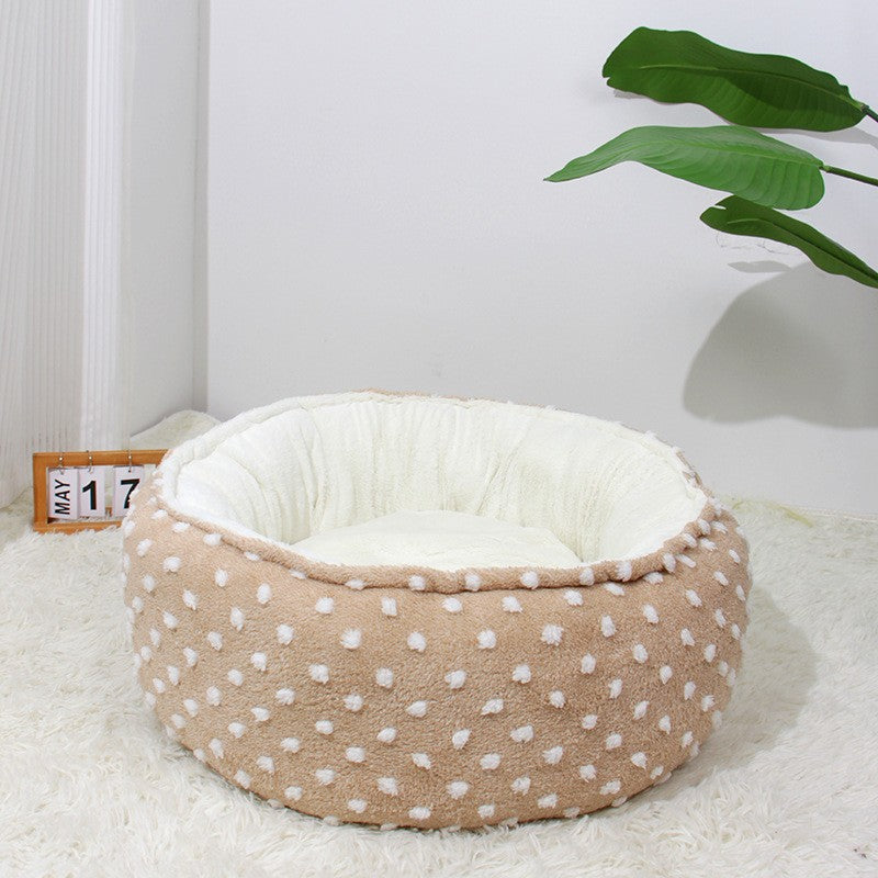 KFX-9499837 Cozy Plush Round Cat Bed Nest for Small to Medium Pets