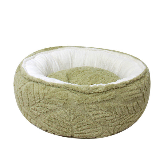 KFX-9499837 Cozy Plush Round Cat Bed Nest for Small to Medium Pets