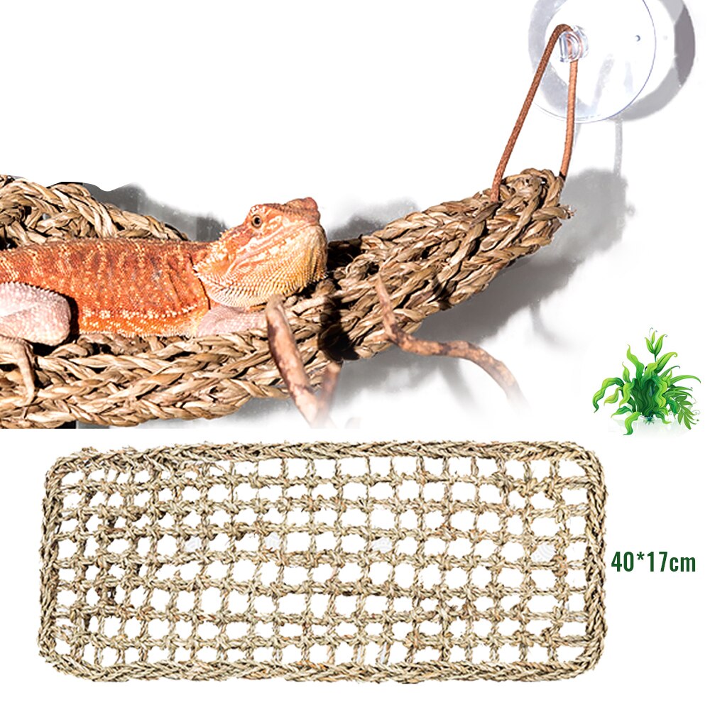 KFX-9502013 Natural Seaweed Straw Mat Hammock for Reptiles and Lizard Nest