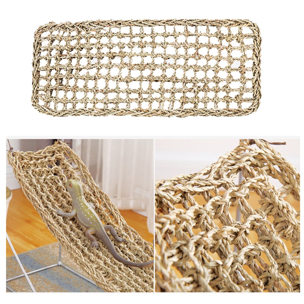 KFX-9502013 Natural Seaweed Straw Mat Hammock for Reptiles and Lizard Nest
