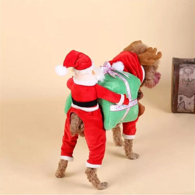 KFX-9502141 Santa Claus Transformation Dog Costume - Red Polyester - Sizes S to XXL