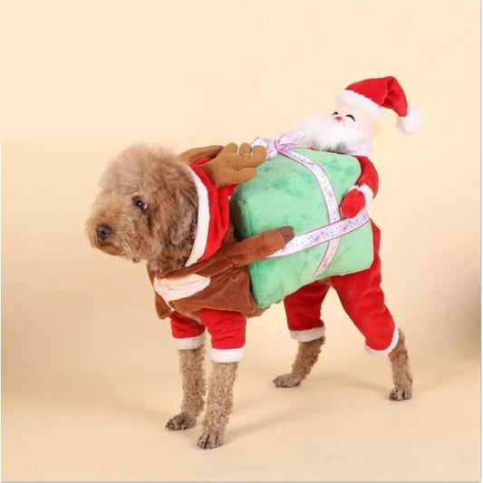 KFX-9502141 Santa Claus Transformation Dog Costume - Red Polyester - Sizes S to XXL