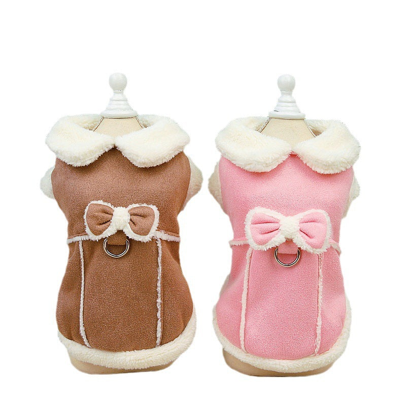 KFX-9502397 Cotton-Padded Casual Dog Coat with Warm Traction Vest in Pink and Khaki