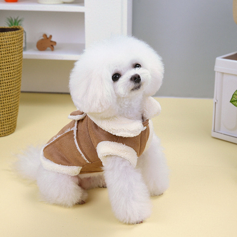 KFX-9502397 Cotton-Padded Casual Dog Coat with Warm Traction Vest in Pink and Khaki