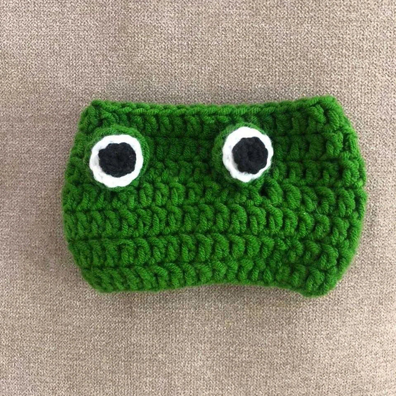 KFX-9502781 Knitted Wool Pet Hat - Cartoon Frog Headdress for Pets, Sizes S & M