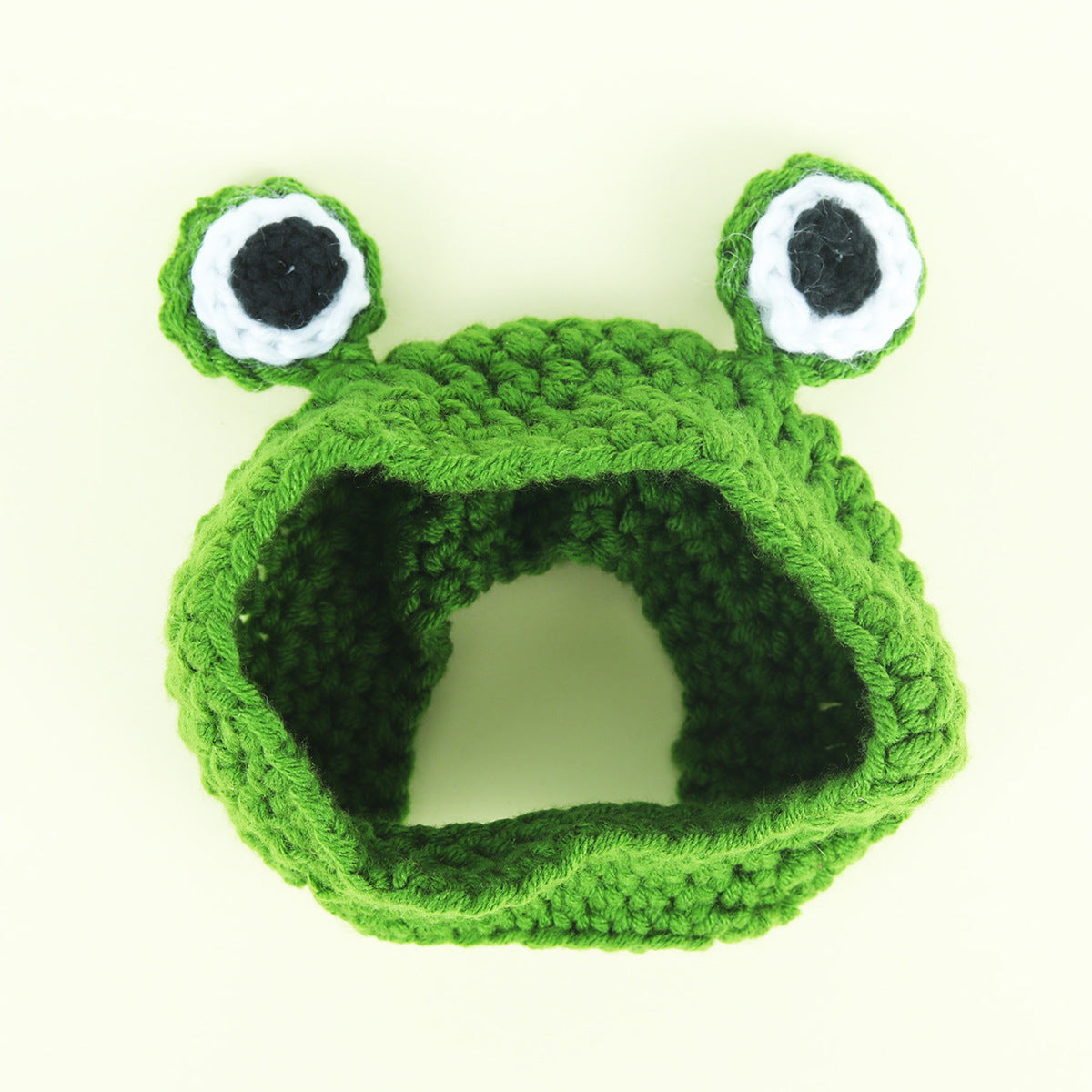 KFX-9502781 Knitted Wool Pet Hat - Cartoon Frog Headdress for Pets, Sizes S & M