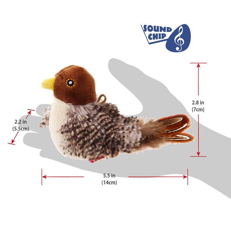 KFX-9505341 Chirping Plush Bird Cat Toy with Feather and Catnip for Interactive Play