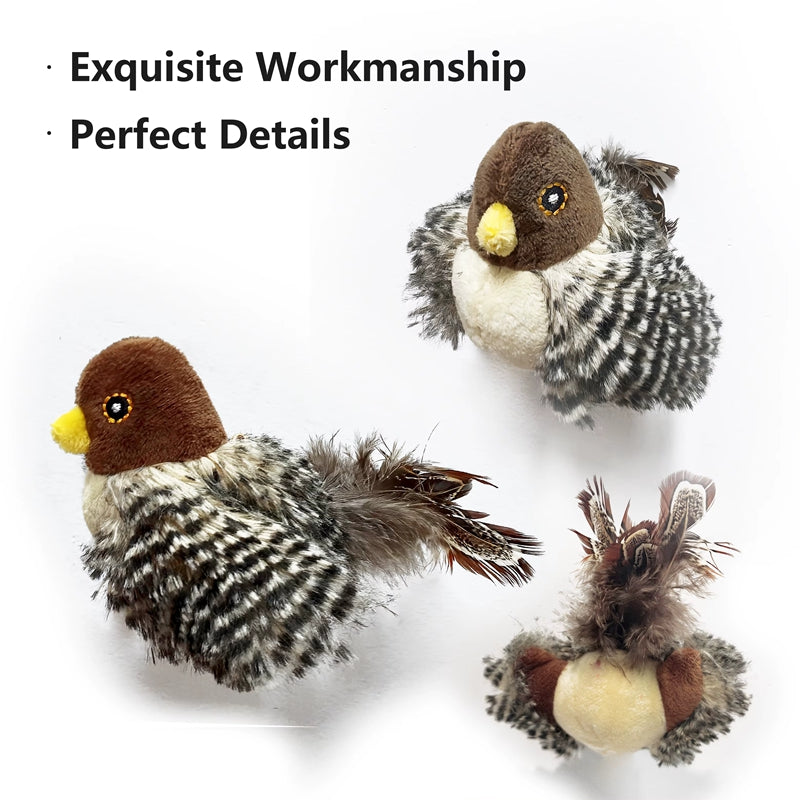 KFX-9505341 Chirping Plush Bird Cat Toy with Feather and Catnip for Interactive Play