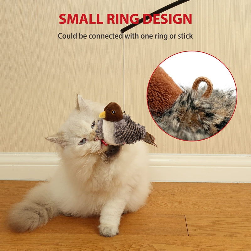 KFX-9505341 Chirping Plush Bird Cat Toy with Feather and Catnip for Interactive Play