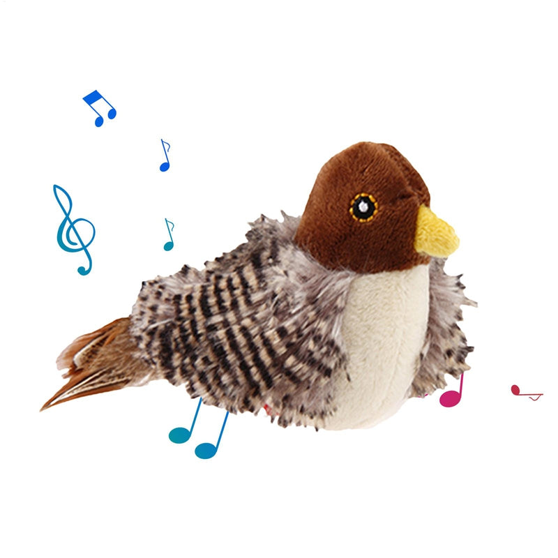 KFX-9505341 Chirping Plush Bird Cat Toy with Feather and Catnip for Interactive Play