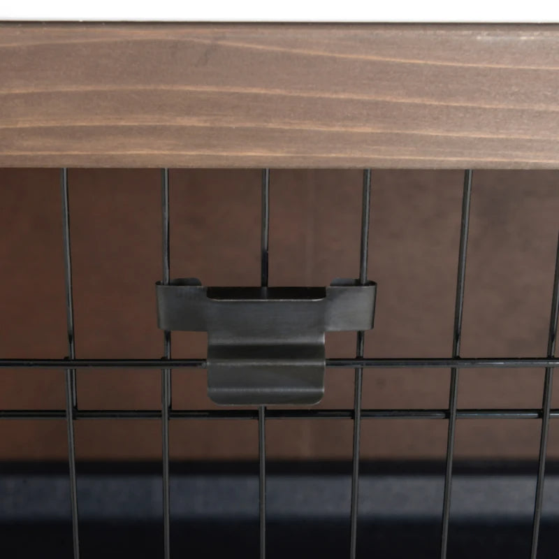 KFX-9507389 Brown Wooden Two-Level Rabbit Hutch with Asphalt Roof for Small Animals and Outdoor Use