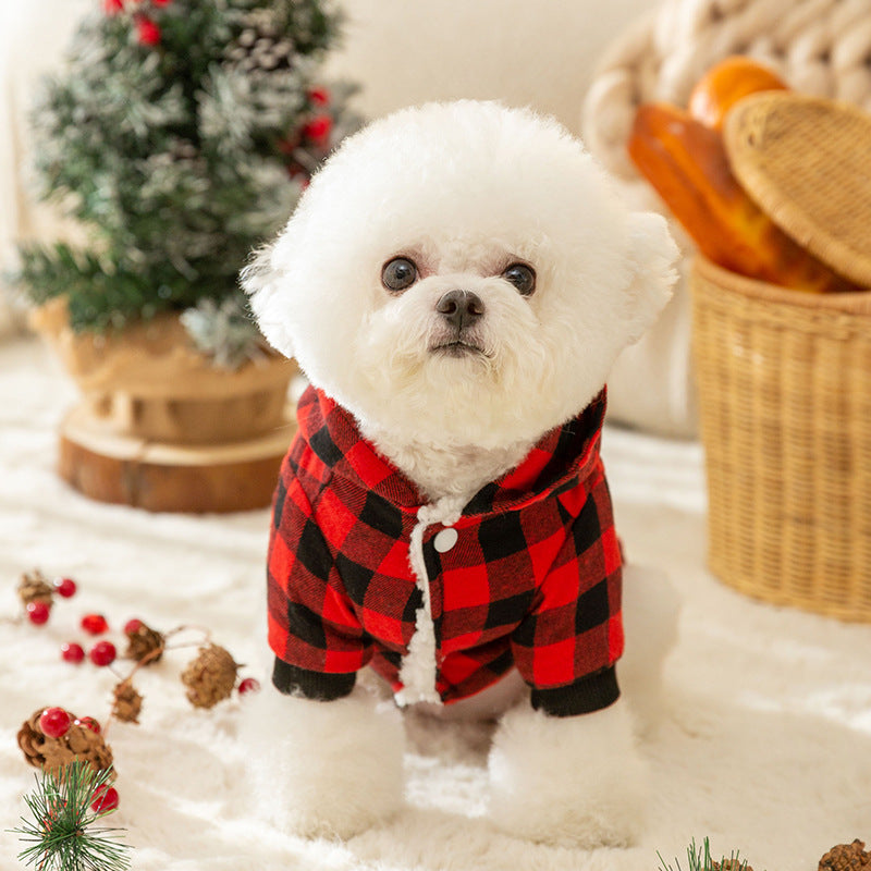 KFX-9508157 Plaid Hooded Cotton-Padded Coat for Dogs - Multiple Sizes Available