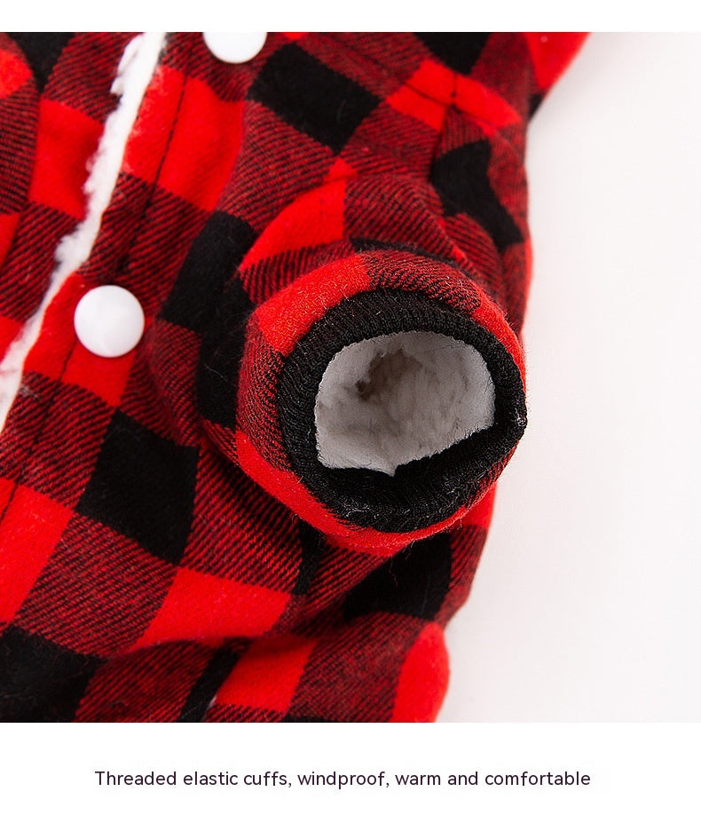 KFX-9508157 Plaid Hooded Cotton-Padded Coat for Dogs - Multiple Sizes Available