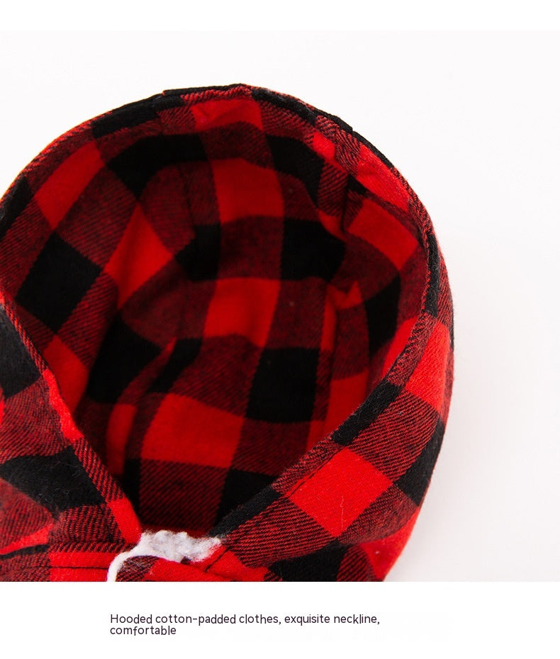 KFX-9508157 Plaid Hooded Cotton-Padded Coat for Dogs - Multiple Sizes Available