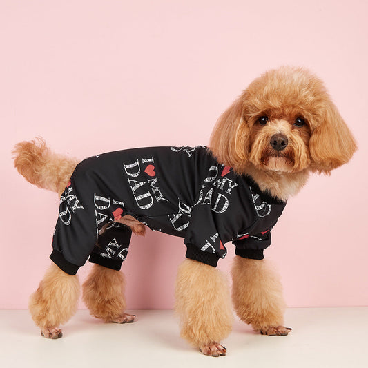 KFX-9508797 Lightweight Summer Dog Jumpsuit in Black and White - Four-Corner Sweater Design, Polyester, Multiple Sizes Available