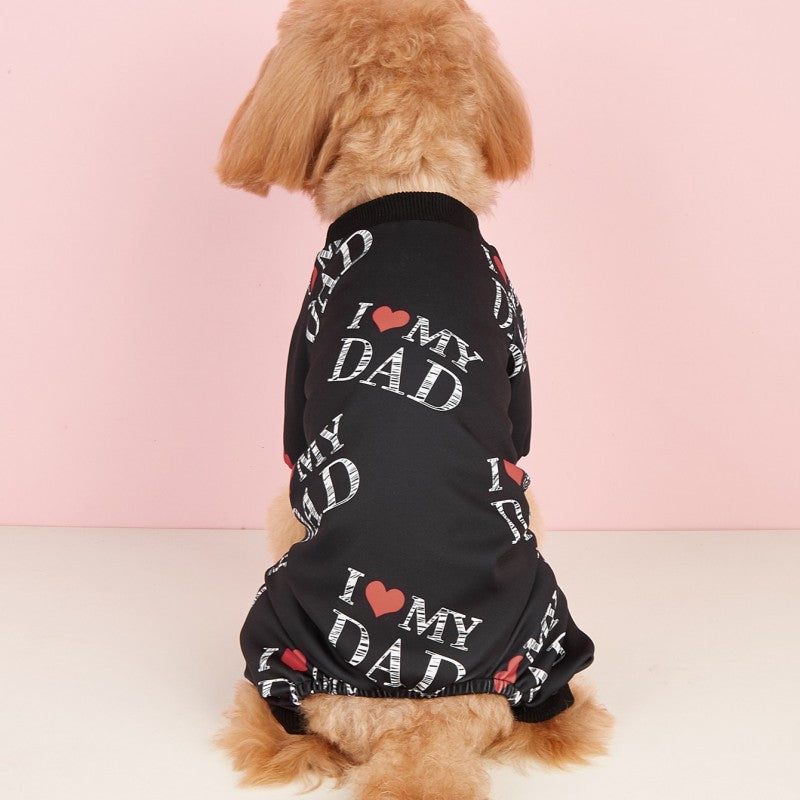 KFX-9508797 Lightweight Summer Dog Jumpsuit in Black and White - Four-Corner Sweater Design, Polyester, Multiple Sizes Available