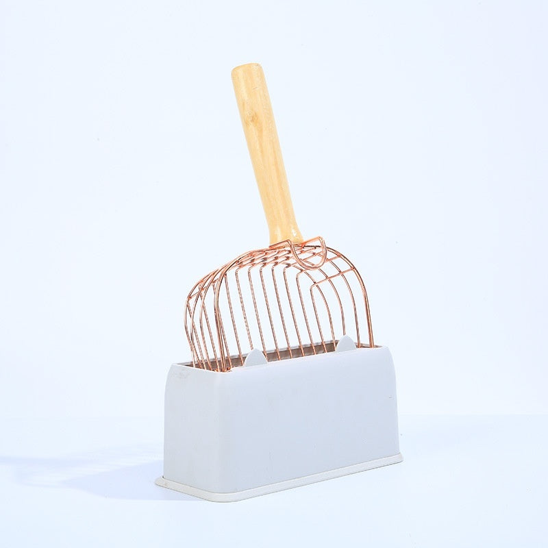 KFX-9509181 Stainless Steel Cat Litter Scoop with Base in Local Gold Finish