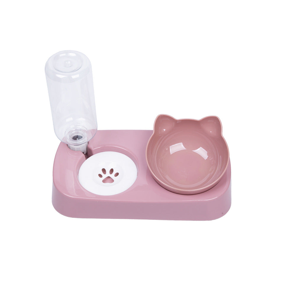 KFX-9509693 Automatic Double Bowl for Pets with Non-Wet Design - Eco-Friendly PP Material, Sapphire Blue/Girlish Pink
