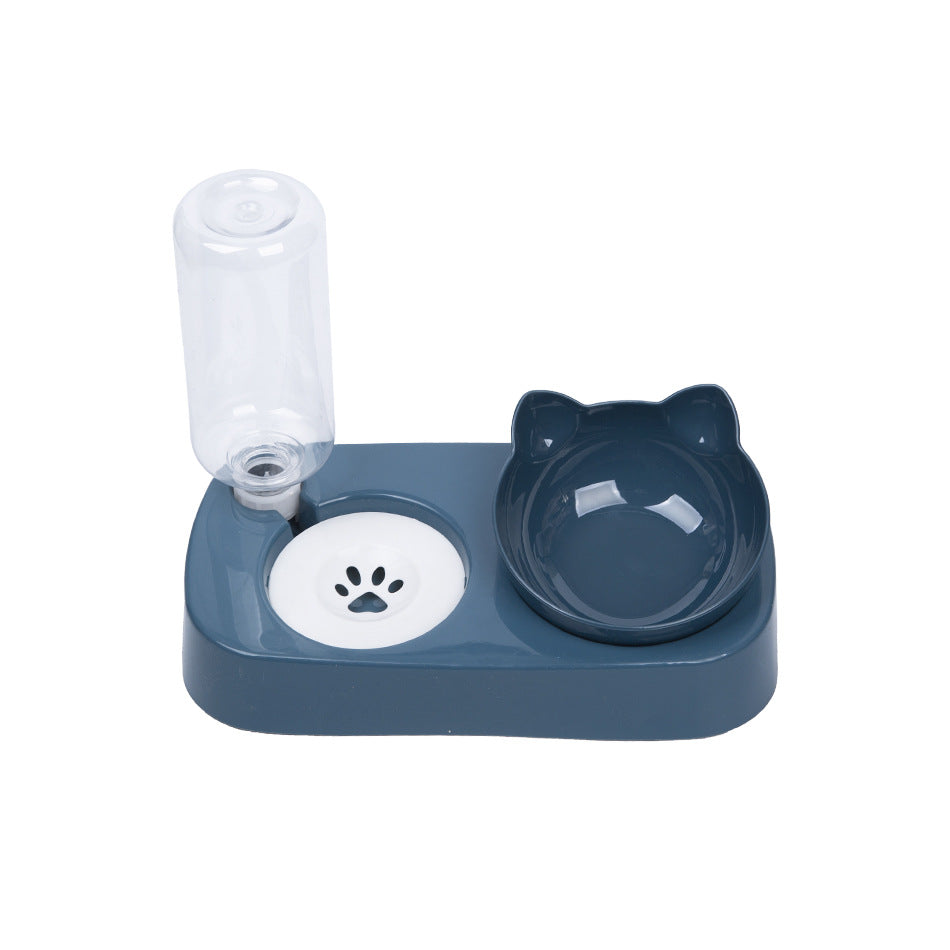KFX-9509693 Automatic Double Bowl for Pets with Non-Wet Design - Eco-Friendly PP Material, Sapphire Blue/Girlish Pink