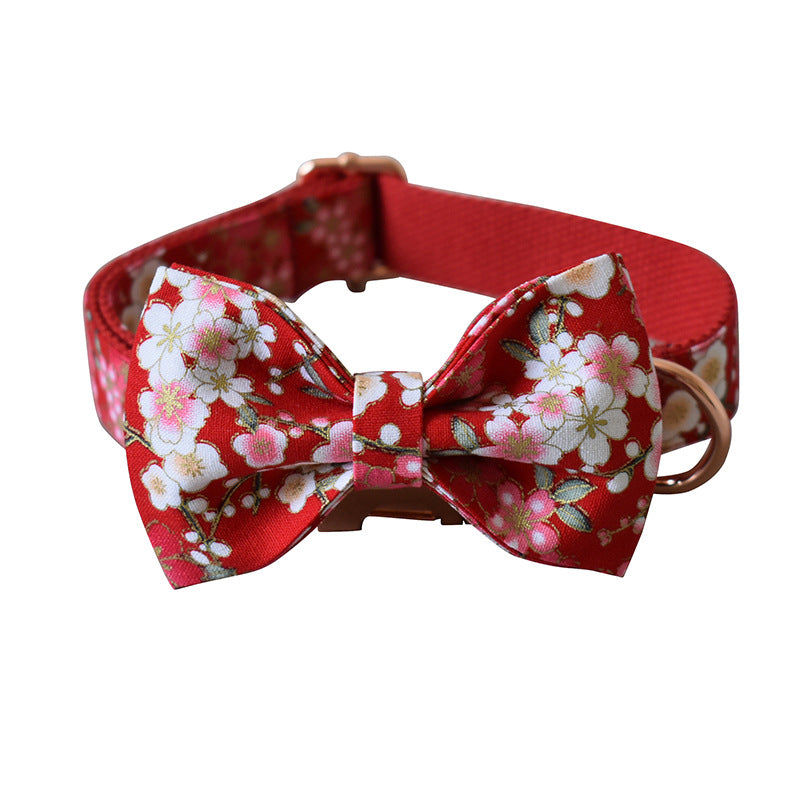 KFX-9513277 Flower Pattern Dog Leash and Pen Set for Female Dogs, Cotton Material, Size S, M, L, XL