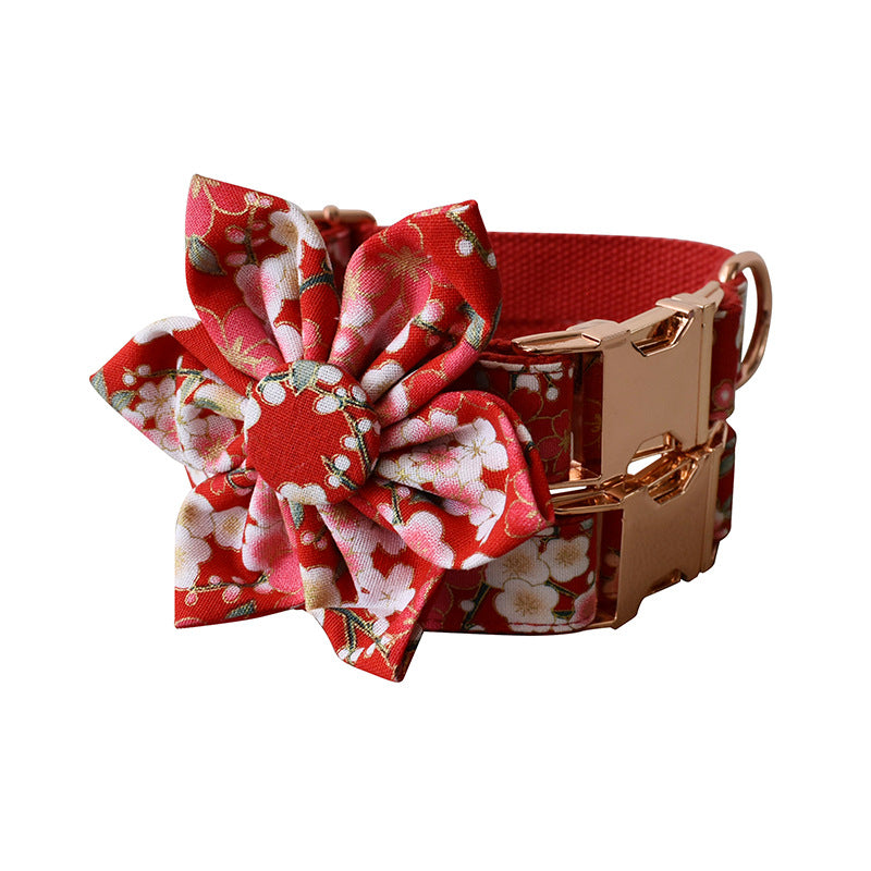 KFX-9513277 Flower Pattern Dog Leash and Pen Set for Female Dogs, Cotton Material, Size S, M, L, XL