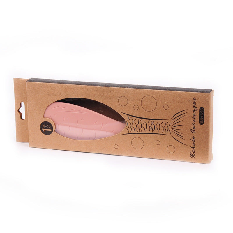 KFX-9515069 Fish-Shaped Cat Tongue Comb - 19.5cm Pink & Blue Grooming Tool for Cats