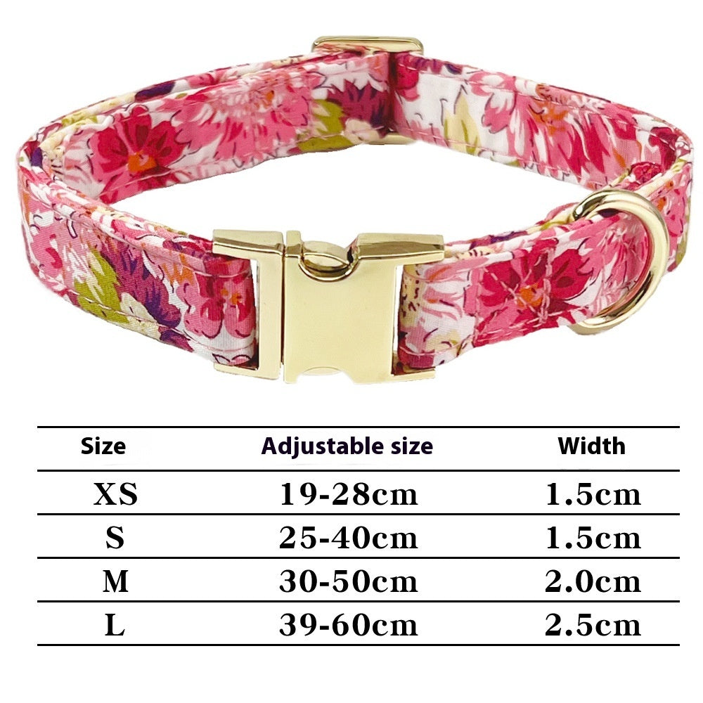 KFX-9515325 Flower Pattern Dog Collar and Leash Set for Medium to Large Dogs