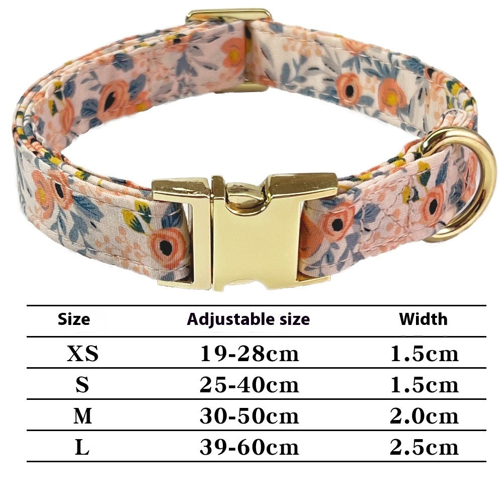 KFX-9515325 Flower Pattern Dog Collar and Leash Set for Medium to Large Dogs