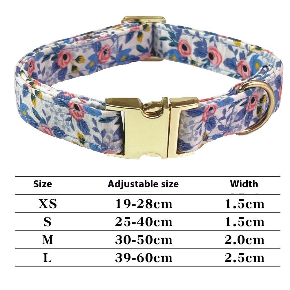 KFX-9515325 Flower Pattern Dog Collar and Leash Set for Medium to Large Dogs