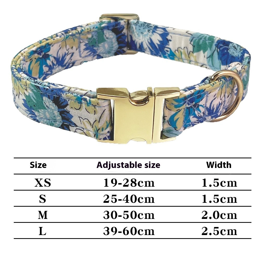 KFX-9515325 Flower Pattern Dog Collar and Leash Set for Medium to Large Dogs