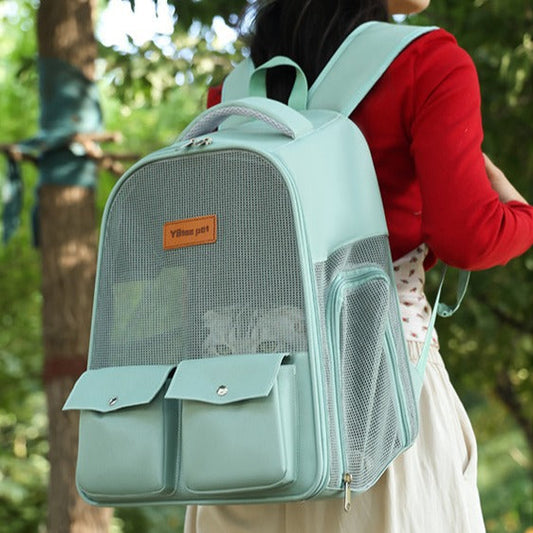 KFX-9515709 Breathable Foldable Pet Backpack with Large Capacity - Available in Soft Oxford Cloth