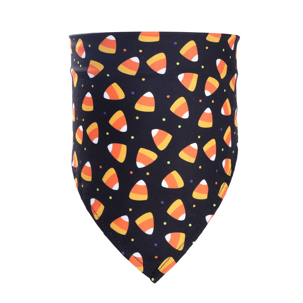 KFX-9516861 Halloween Triangular Pet Saliva Towel - 7 Colors Available, 45x45x65cm, Fits Neck Sizes 20-46cm