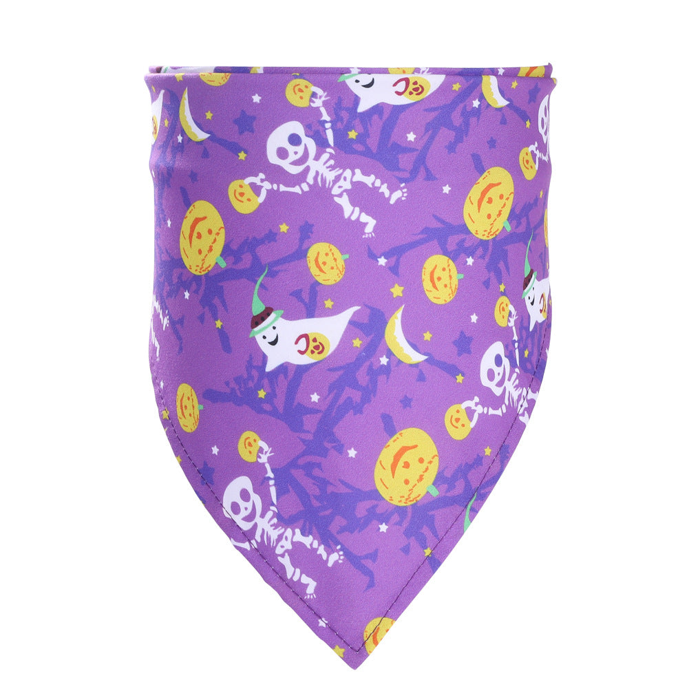 KFX-9516861 Halloween Triangular Pet Saliva Towel - 7 Colors Available, 45x45x65cm, Fits Neck Sizes 20-46cm