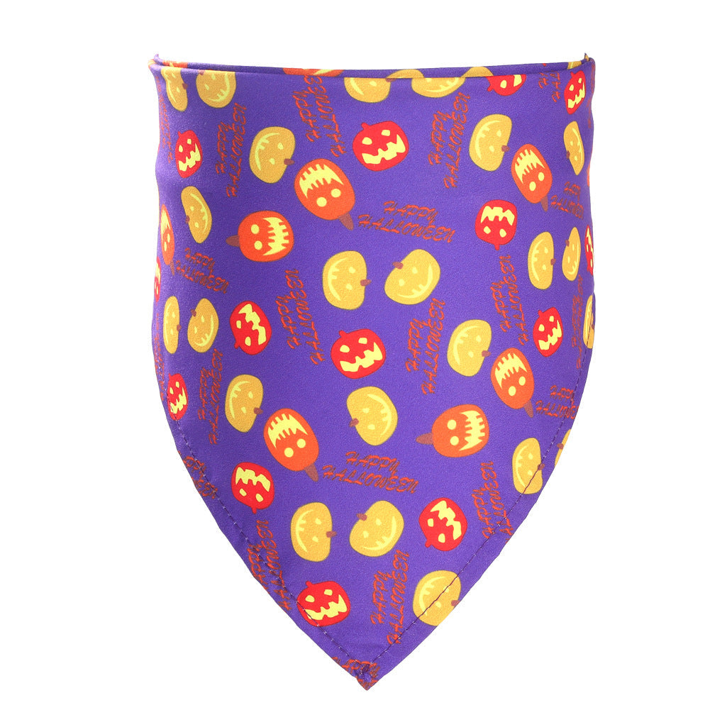 KFX-9516861 Halloween Triangular Pet Saliva Towel - 7 Colors Available, 45x45x65cm, Fits Neck Sizes 20-46cm