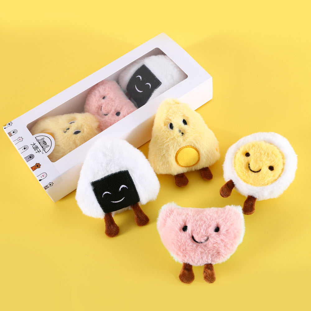 KFX-9518909 Plush Cat Toy with Built-in Bell - Fun Food Designs in Gift Box