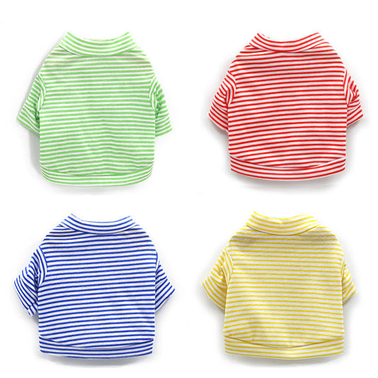 KFX-9519805 Casual Cotton Pet Clothing with White Stripes – Available in Multiple Colors and Sizes