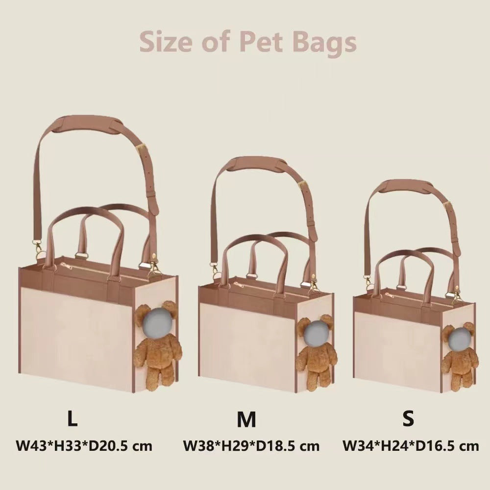 KFX-9521469 One-Shoulder Cute Dog Outing Bag - Large Capacity Pet Carrier in White and Brown